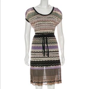 M Missoni Cream Purple Sparkling Belted Dress